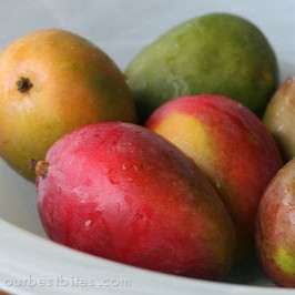 A pile of ripe mangoes