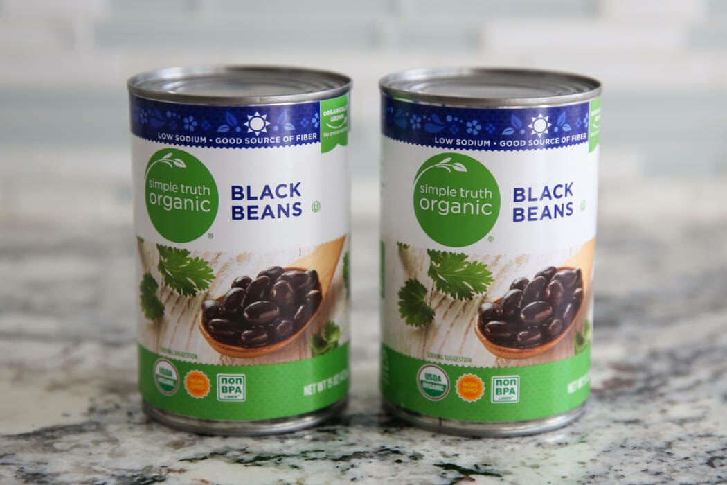 Two cans of black beans