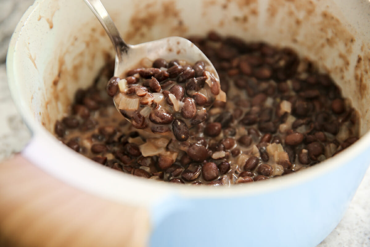 Black beans in a pot