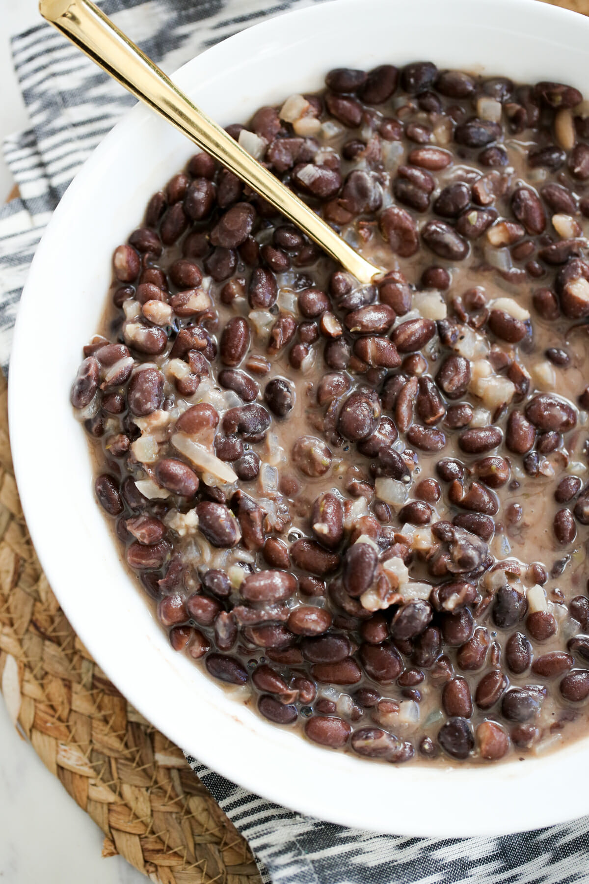 black beans in white bowl