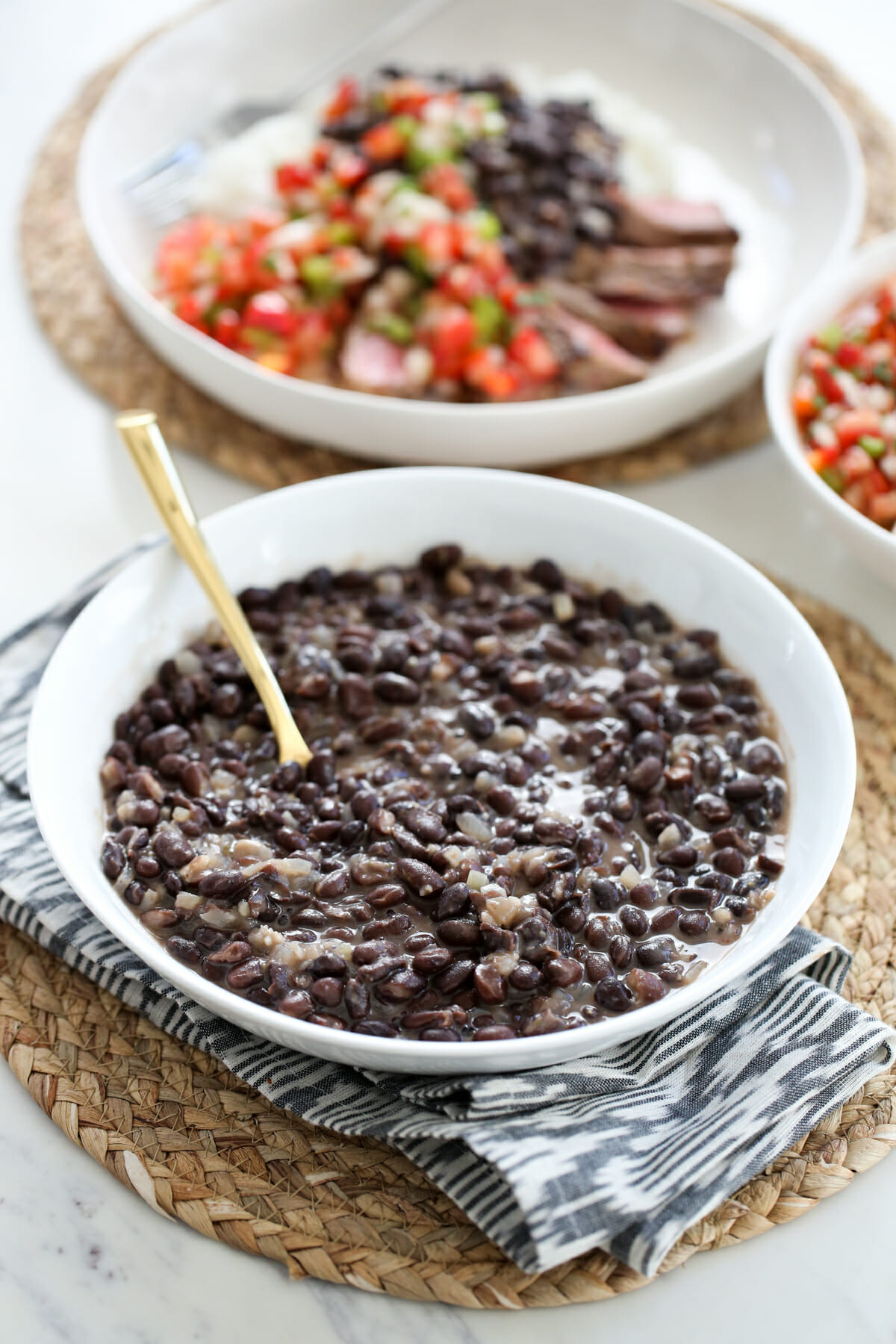 black beans in white bowl