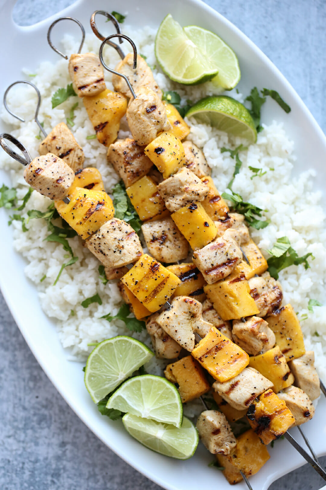 teak and Mango Skewers over rice