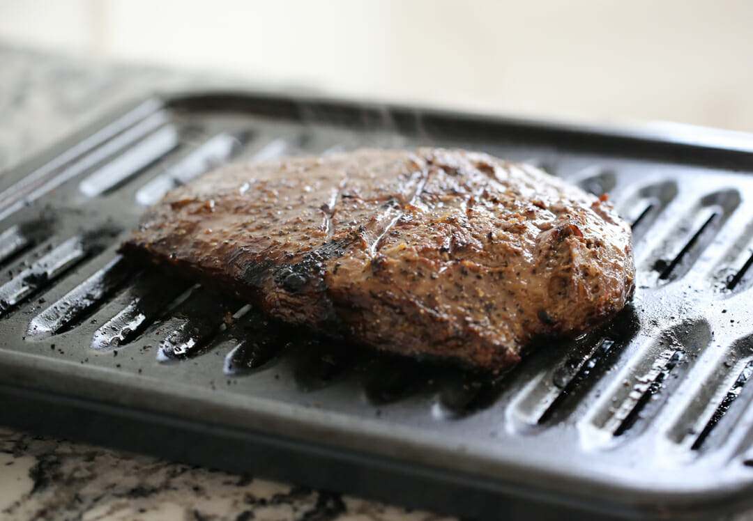 Grilled Flank Steak on Steak Pan