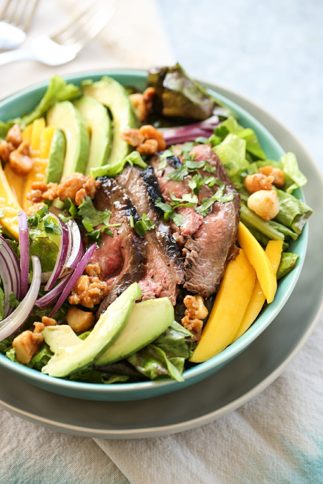 Steak and Mango Salad in bowl