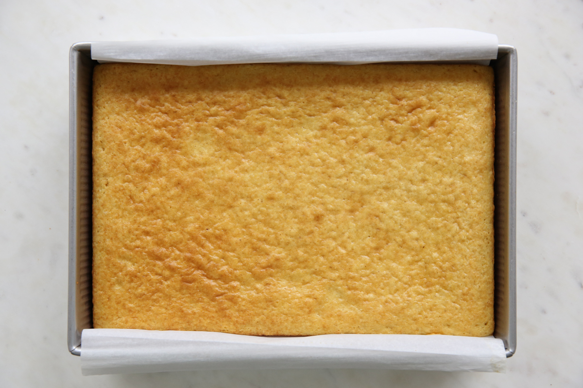 Baked cornbread in a pan