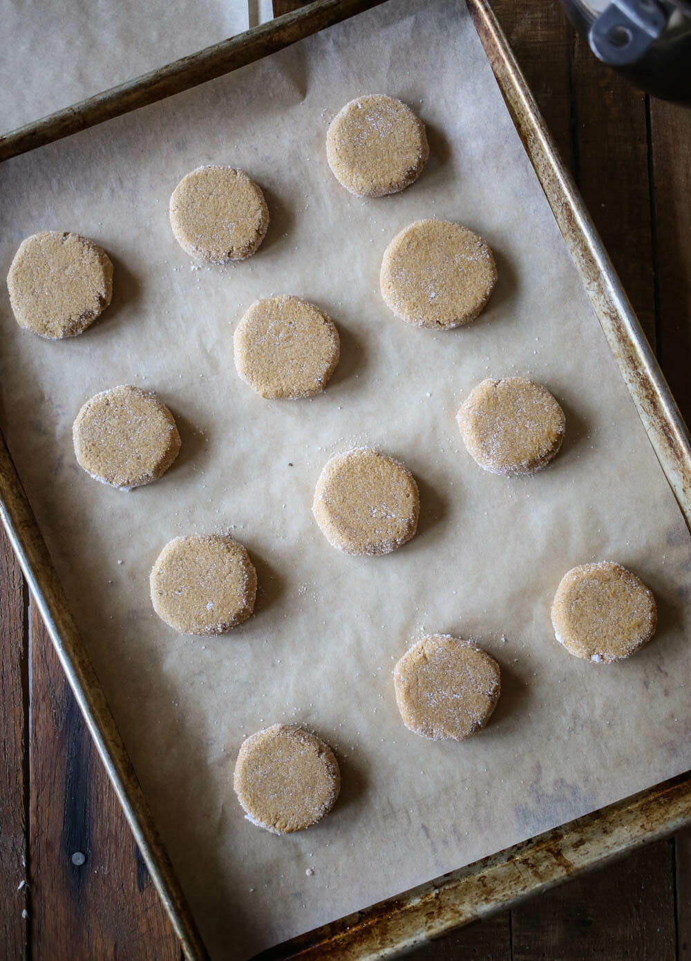 baking sheet of ginger spice cookie dough