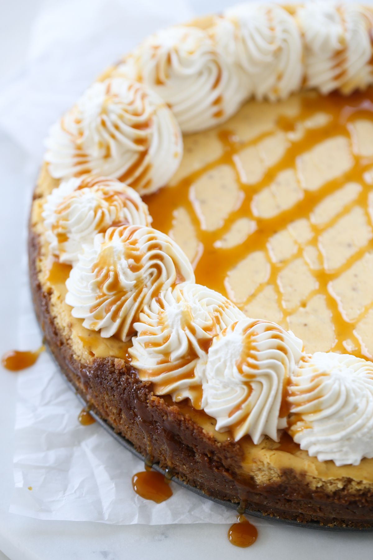 pumpkin cheesecake on a platter