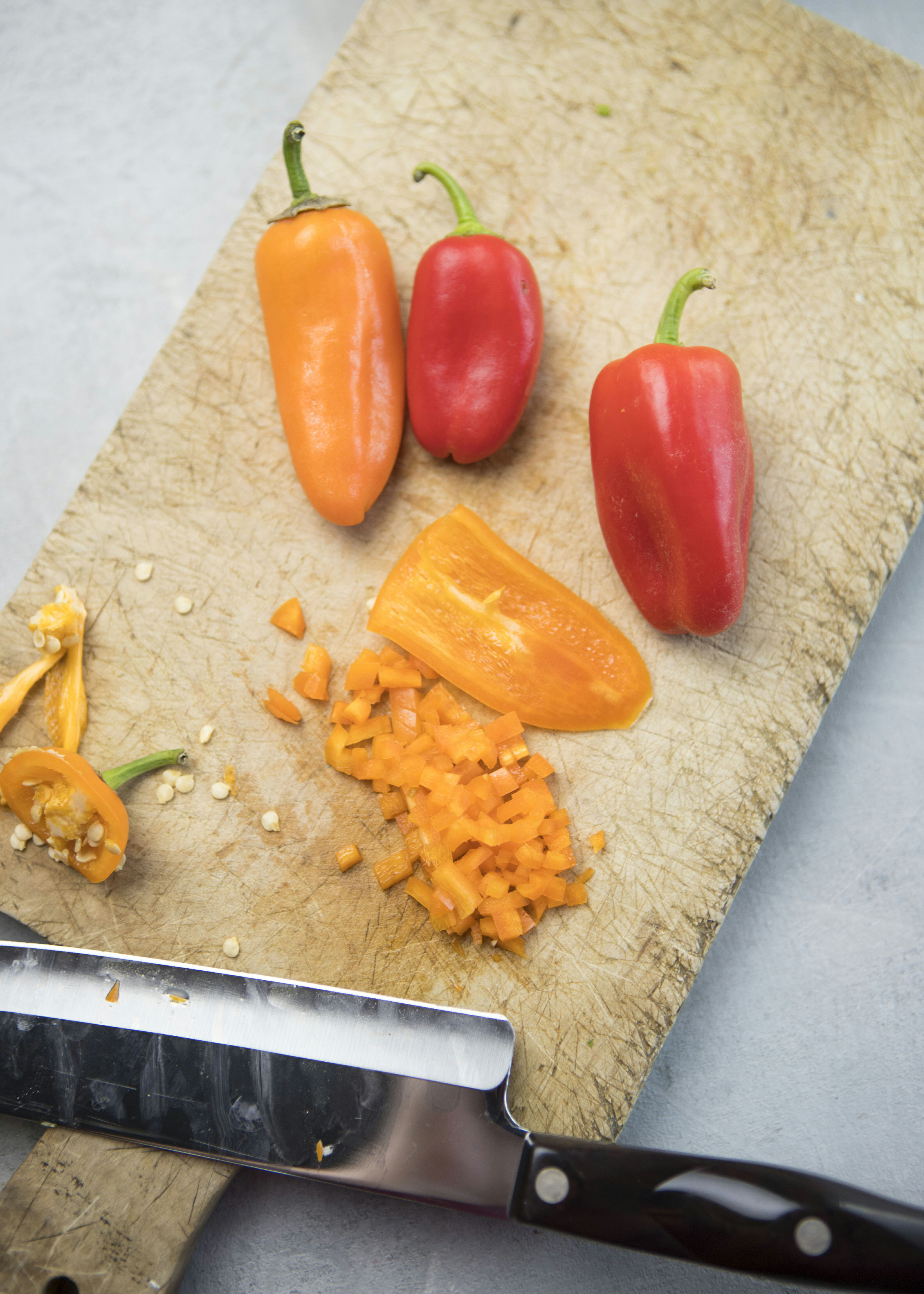 Chopped baby peppers for Perfect Cheeseball
