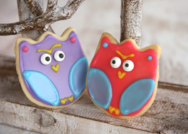 owl iced cookies