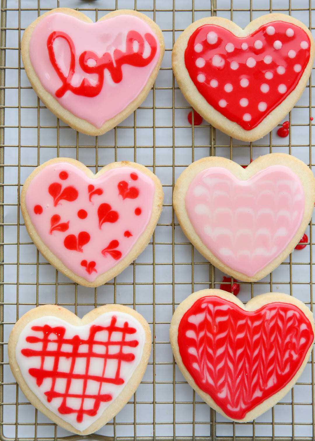 Best Sugar Cookie Icing four heart cookies