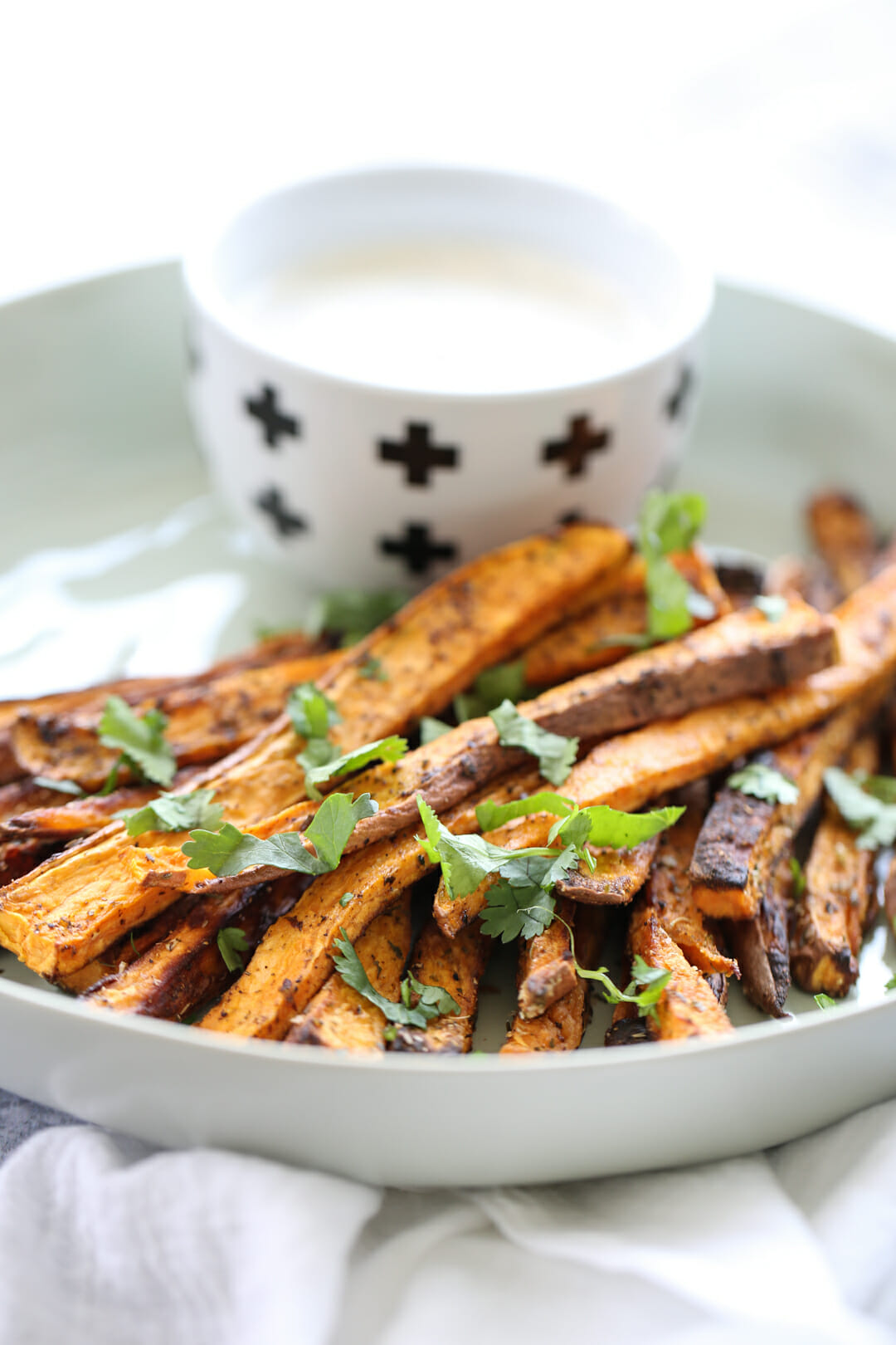 baked sweet potato fries with honey-lime dip