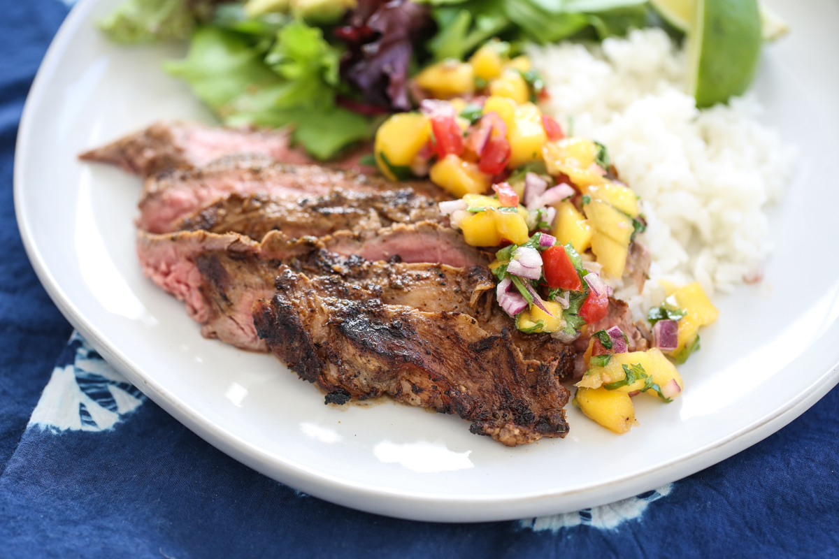 Sliced Steak on a white plate