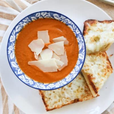 creamy tomato soup in a bowl
