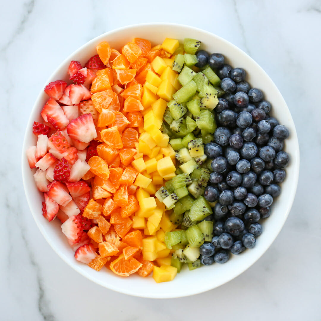rainbow bowl of fruit