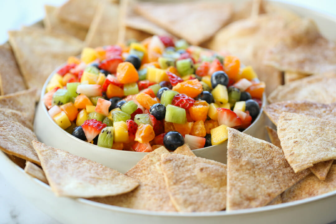 strawberry salsa with cinnamon chips