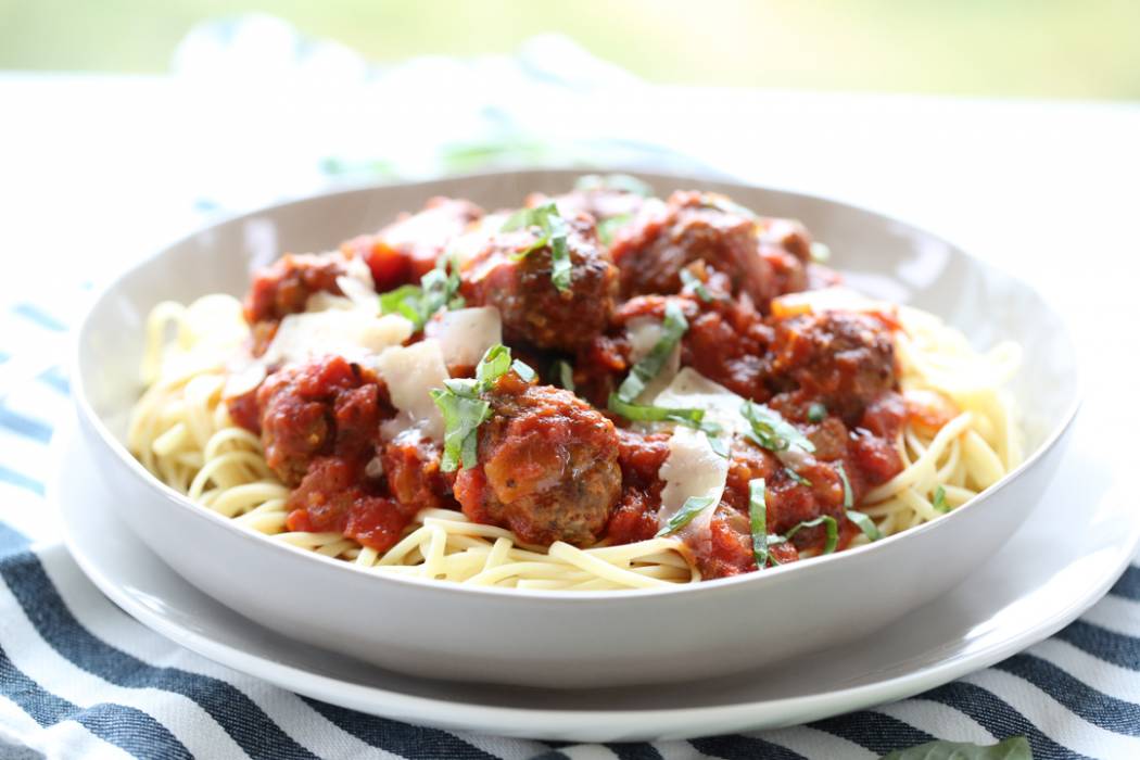 Spaghetti and Meatballs on plate