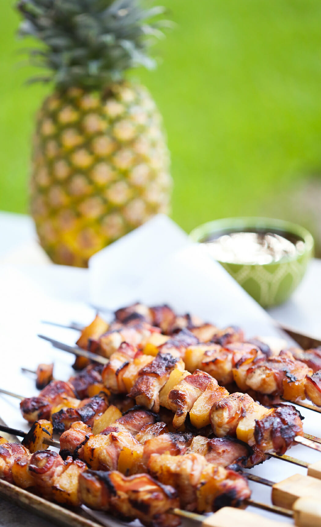 bacon wrapped teriyaki chicken skewers from our best bites