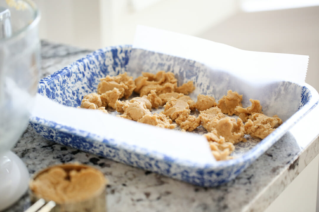 peanut butter cookie dough in pan