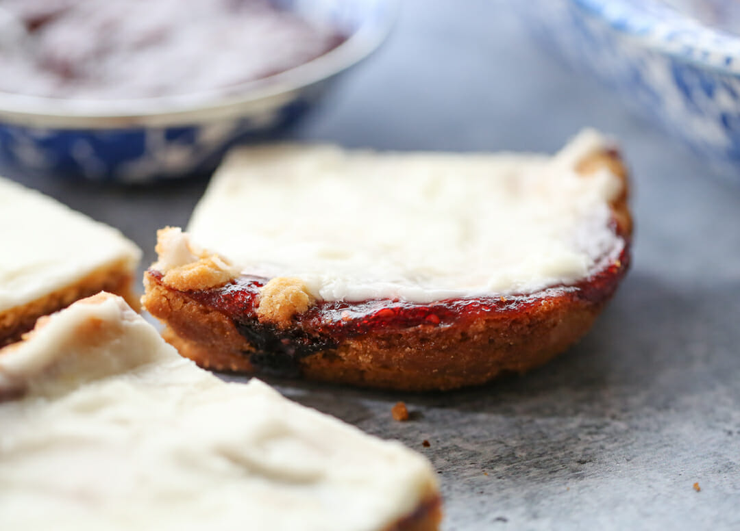 peanut butter and jam cookie bars