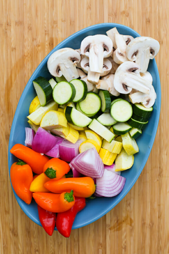 chicken and veggie skewers