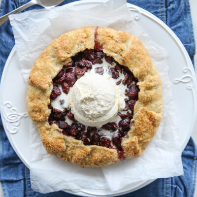 Galette with vanilla ice cream on top