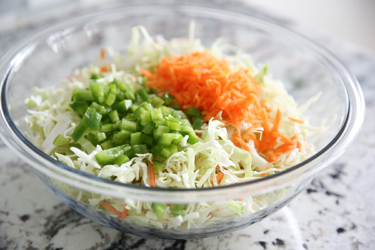 coleslaw ingredients in a bowl