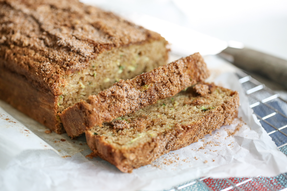 baked and sliced zucchini bread