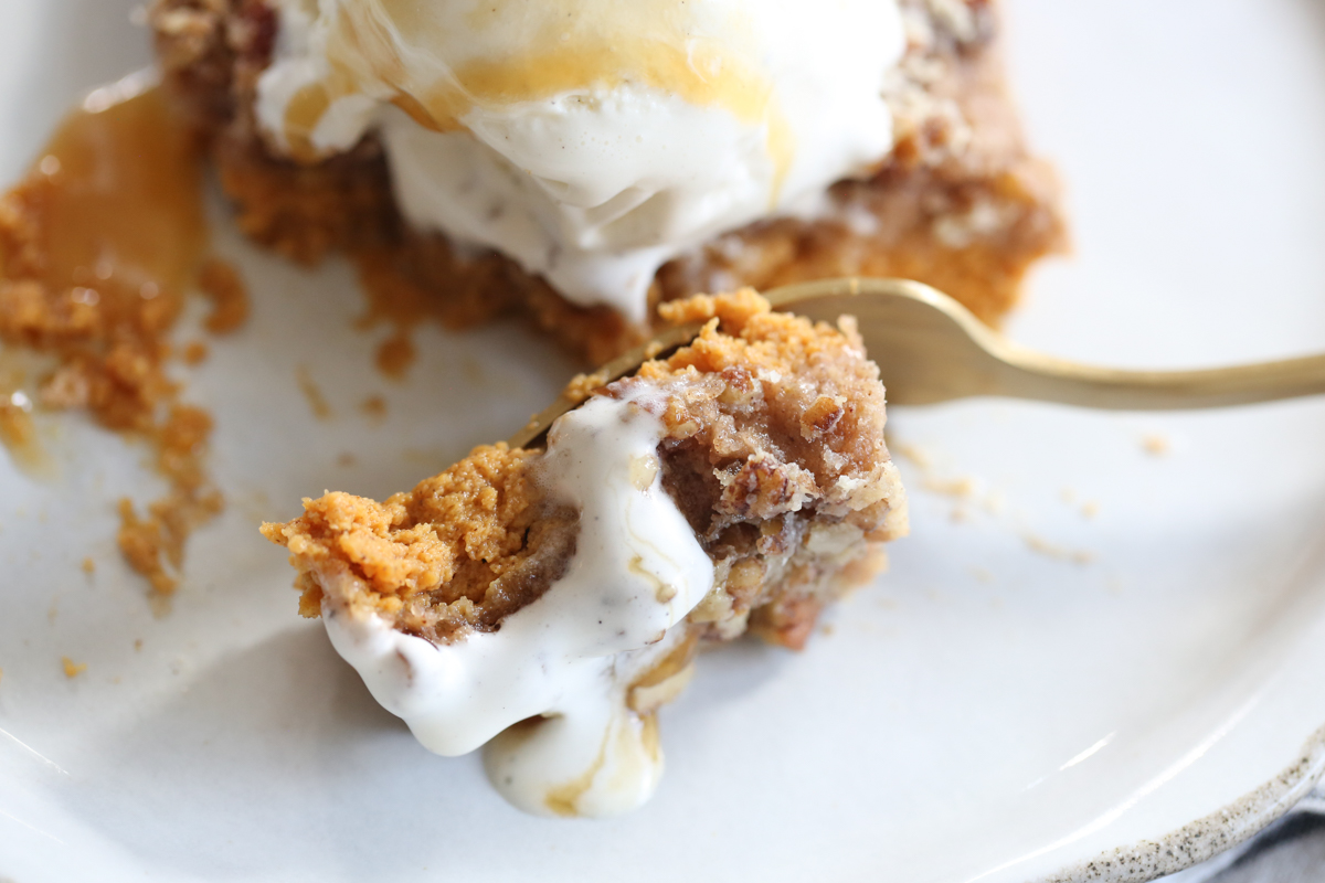 slice of pumpkin dump cake