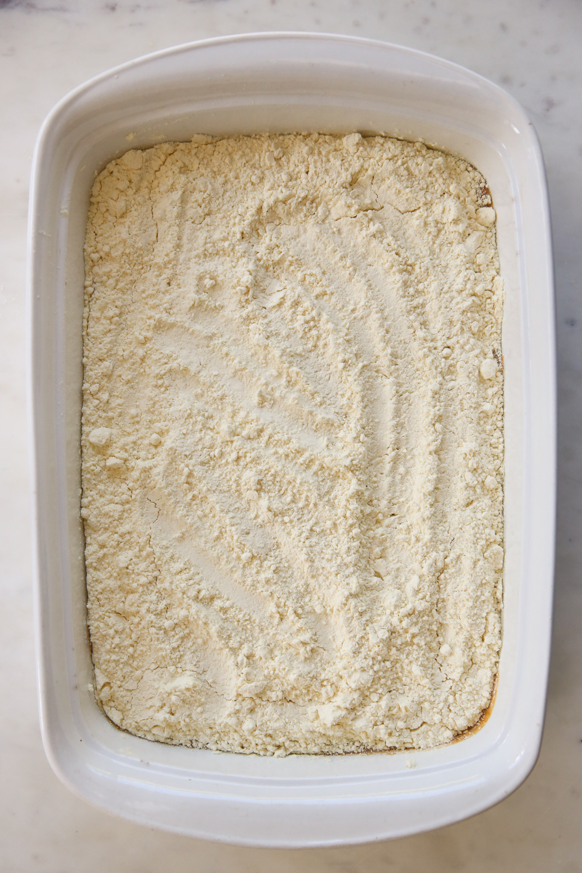 dry cake mix over pumpkin pie