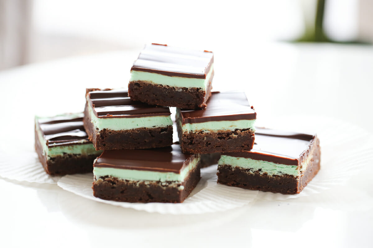 mint brownies on a plate