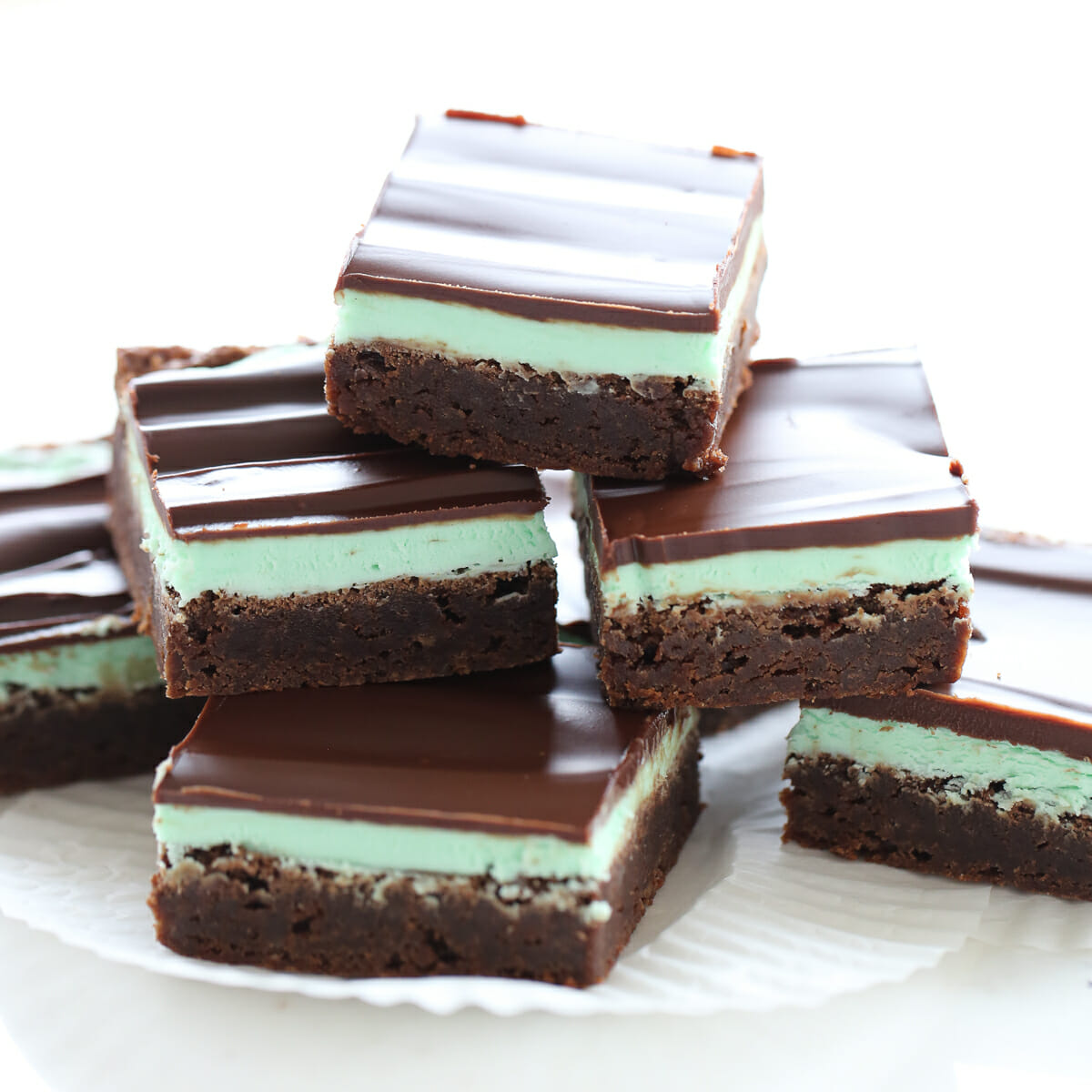 mint brownies on plate