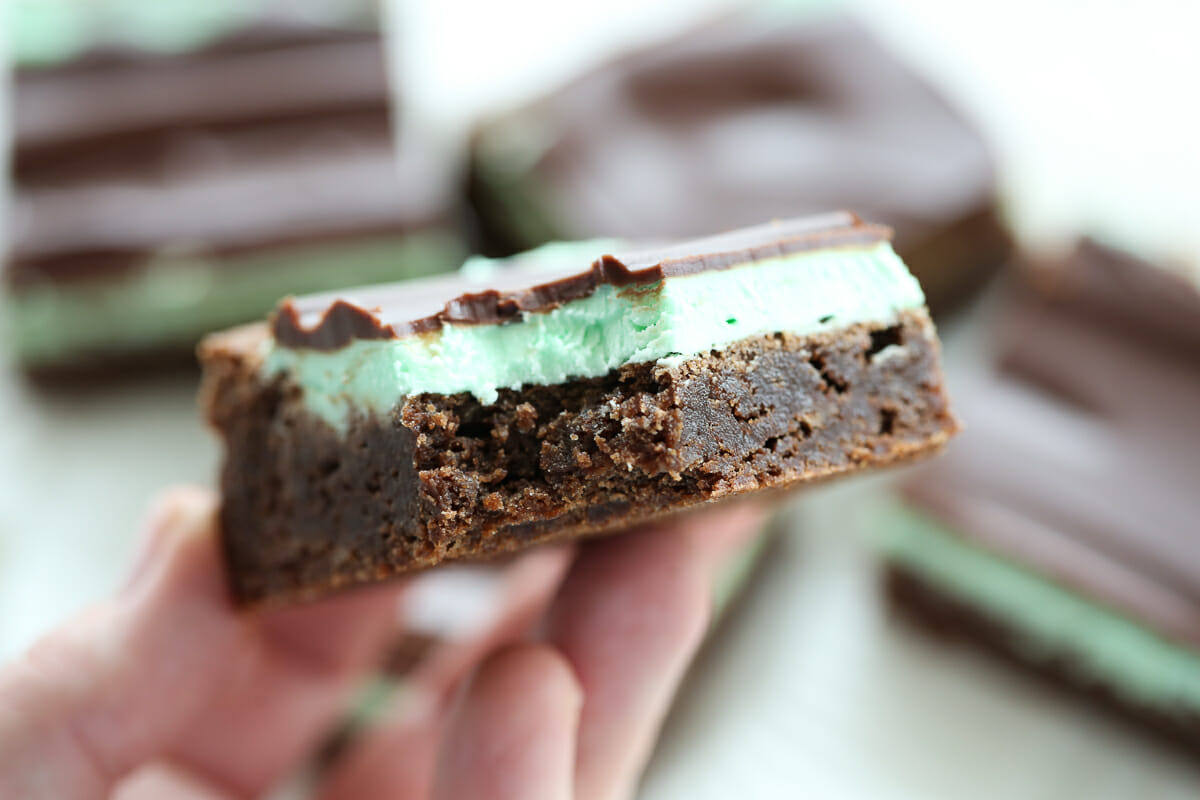 bite out of a mint brownie
