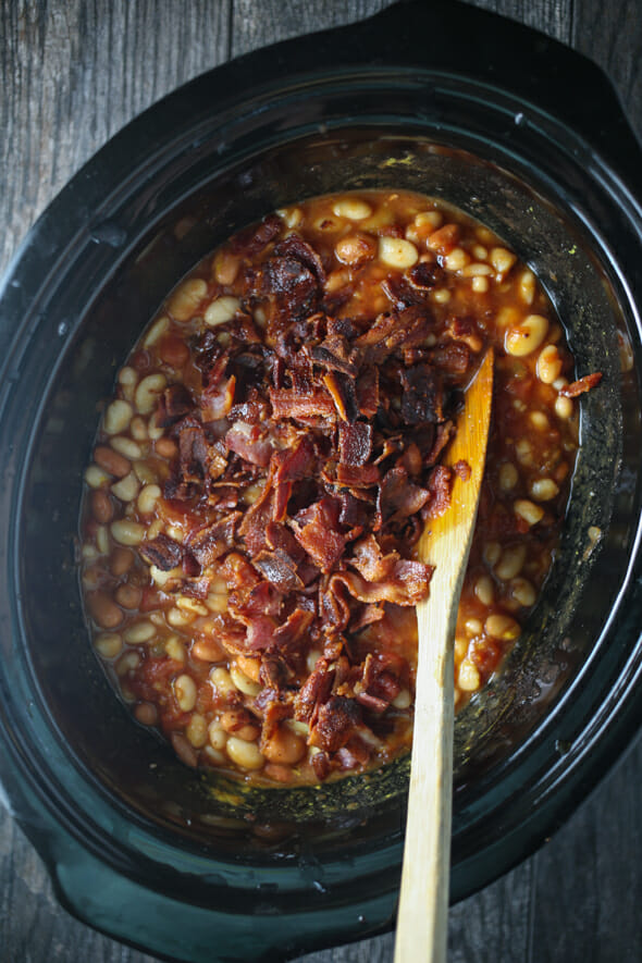 traditiona bakeed beans using a jar of beans