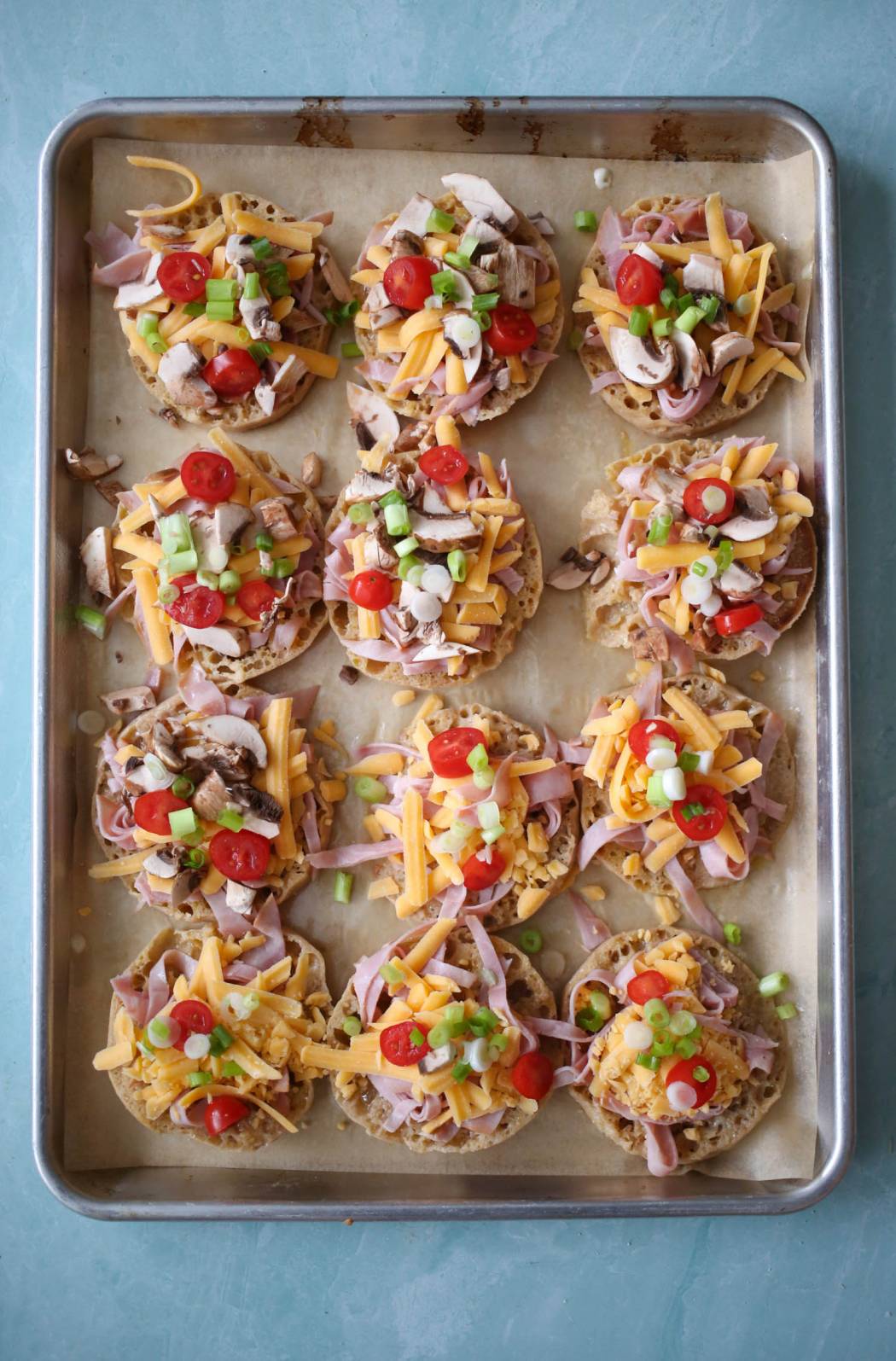 unbaked english muffin breakfast pizzas from our best bites