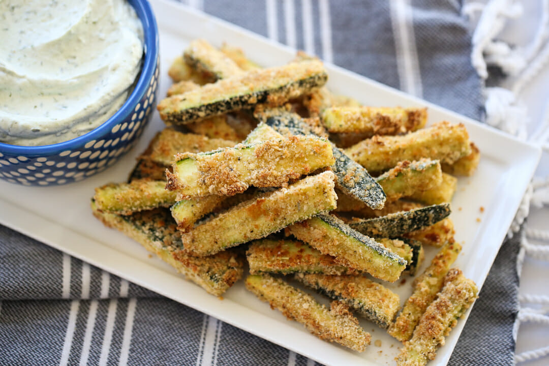 Baked Zucchini Fries on a platter