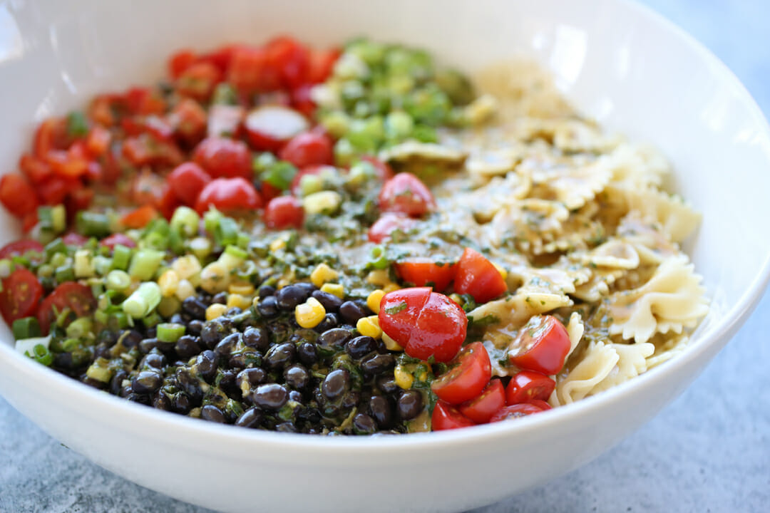 salad ingredients in a bowl