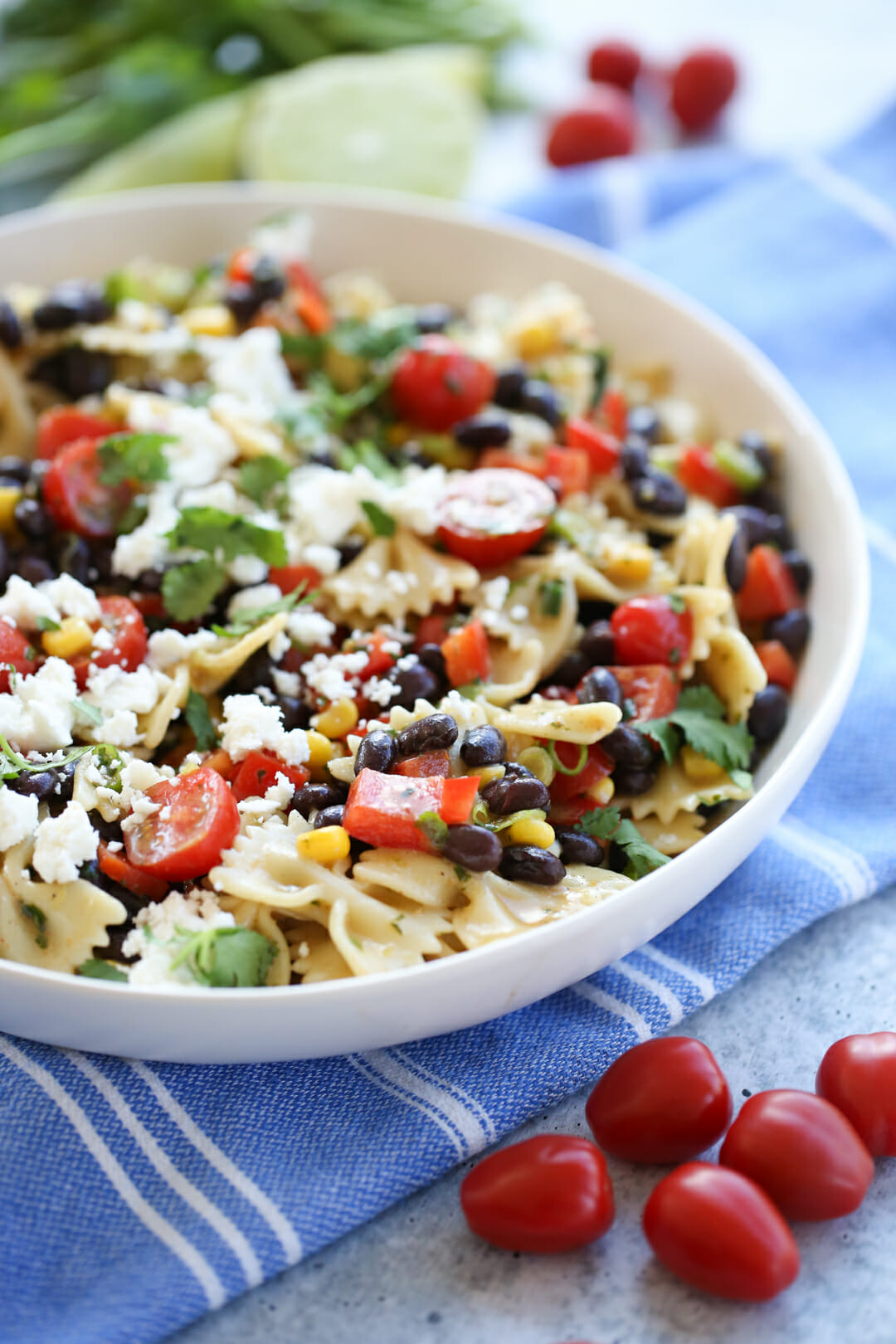 Southwest pasta salad in a bowl