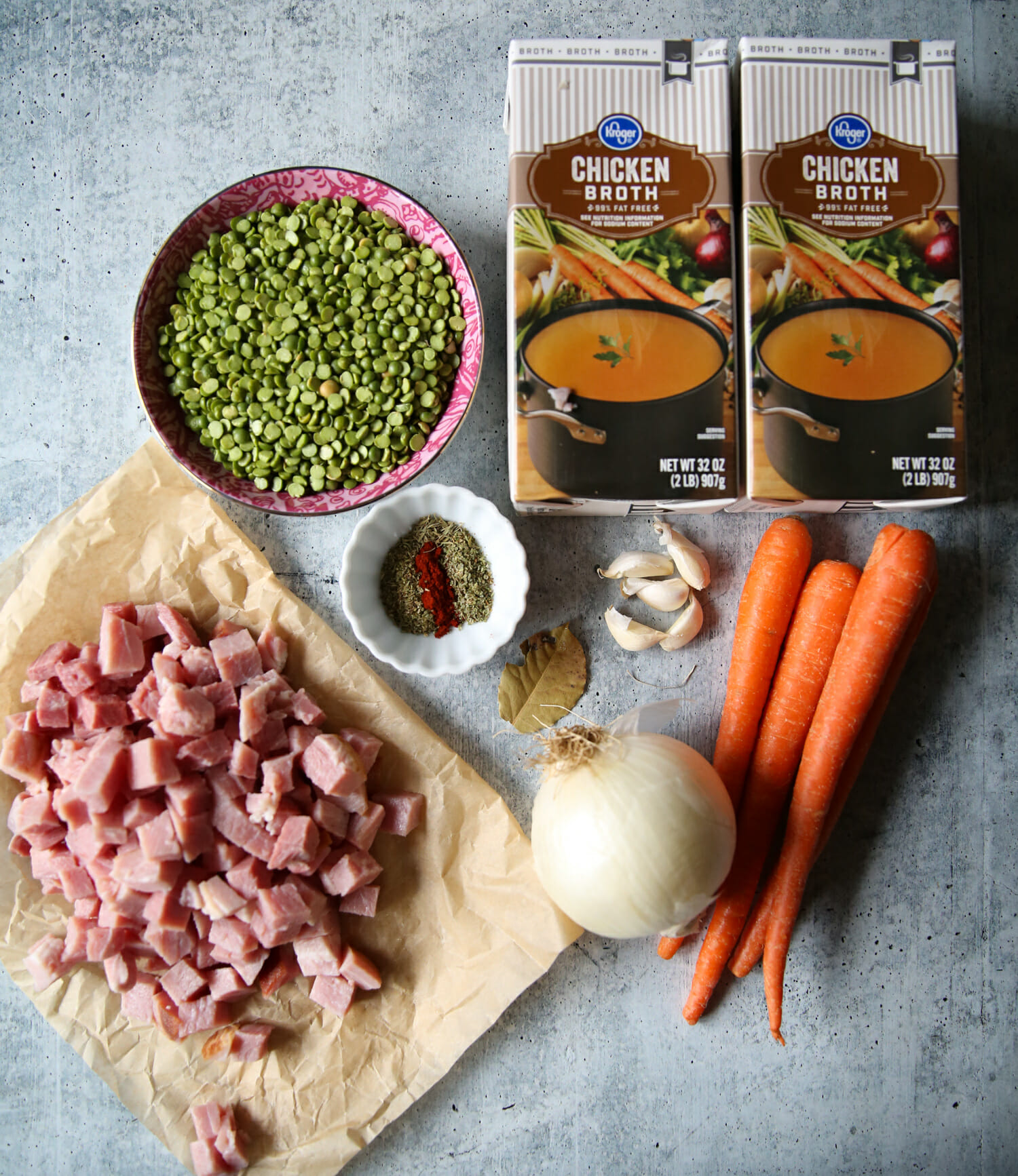 ingredients for split pea soup from our best bites