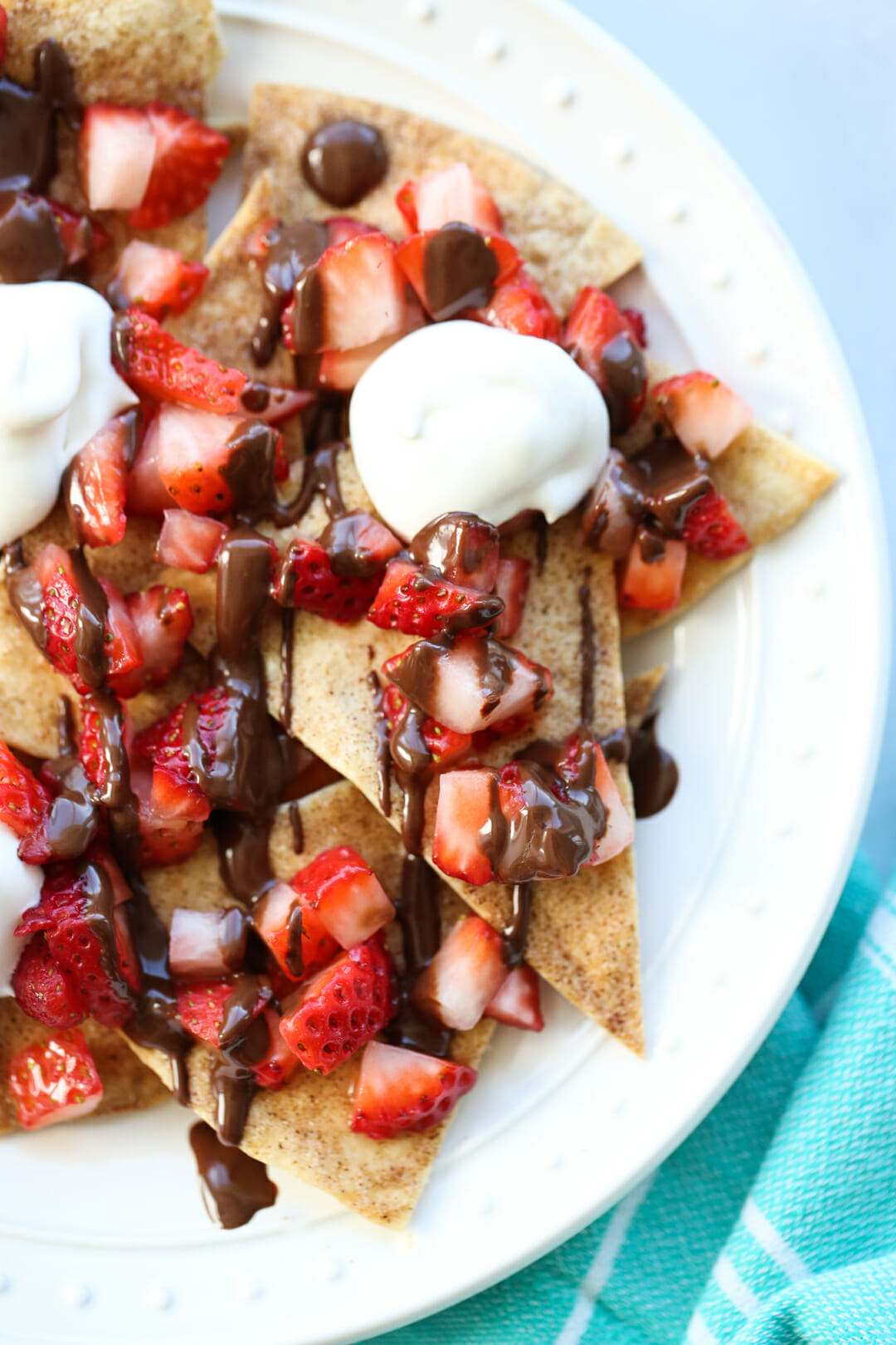 strawberry nachos on a plate