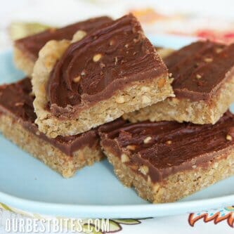 Chocolate-Frosted Peanut Butter Cookie Bars {Aka: School Lunch Peanut Butter Fingers}