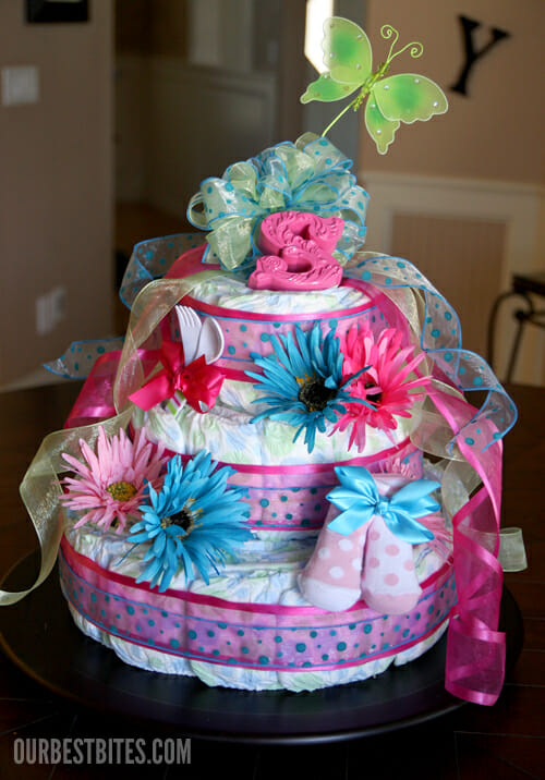 Blue White or All Three Undecorated Diapercake-Pink 