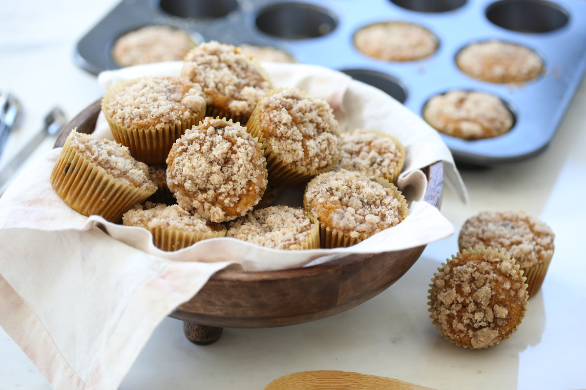 pumpkin muffins in a basket