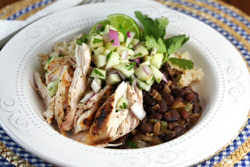 Black Beans & Rice with Chicken and Apple Salsa