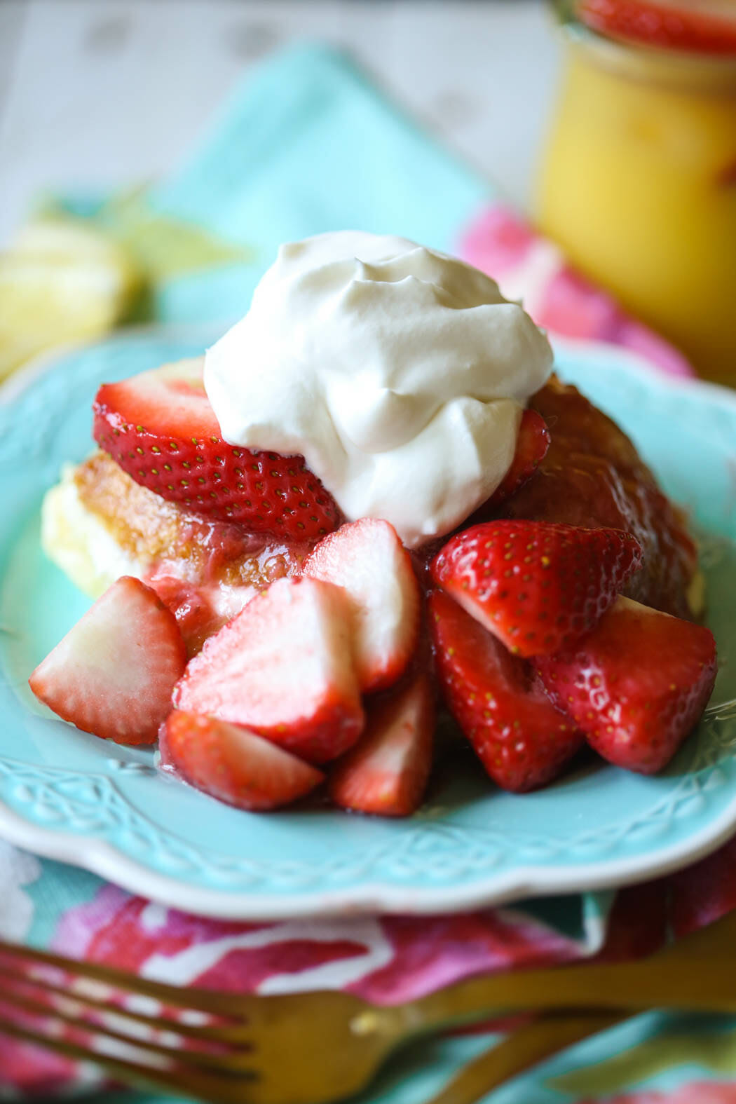 Overnight Cream Cheese Stuffed Lemon French Toast with Strawberries from Our Best Bites
