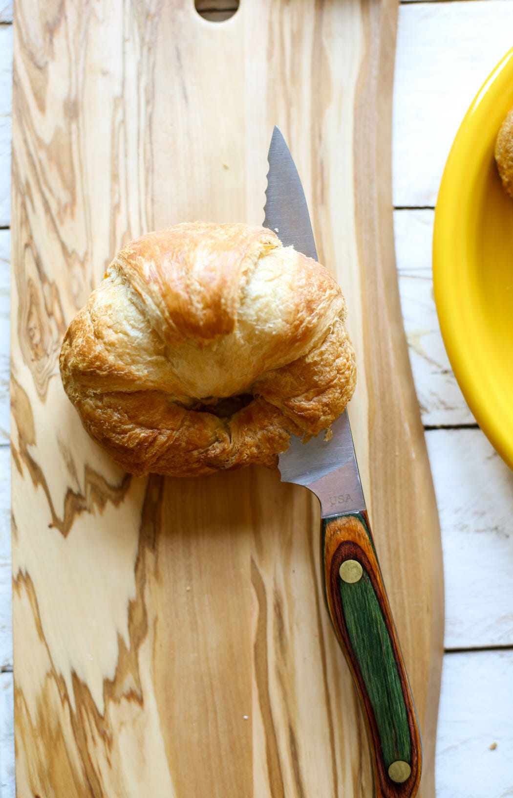 Slicing a croissant