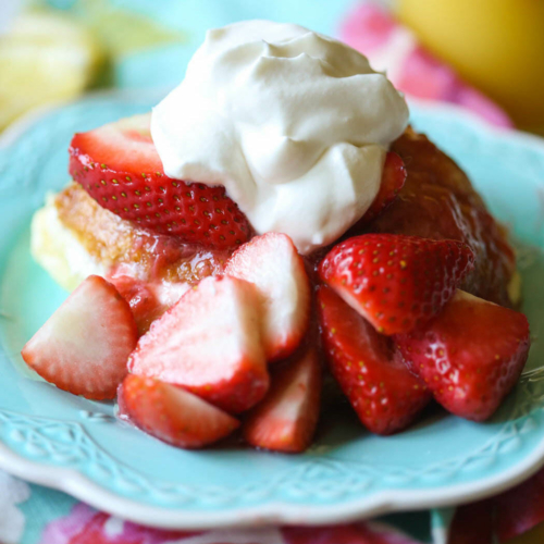 Cream Cheese-Stuffed Lemon French toast with Strawberries