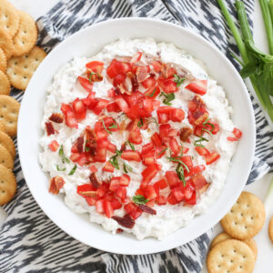 bacon tomato basil dip in bowl