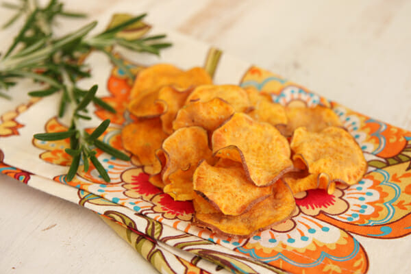 Baked Sweet Potato Chips with Rosemary and Sea Salt