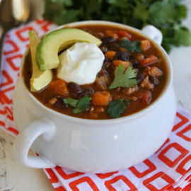 Black Bean and Sweet Potato Chili in a bowl