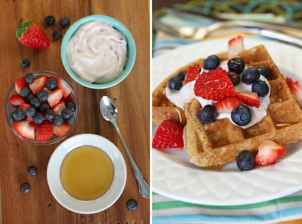 Whole Grain Waffles with Greek Yogurt and Berries from Our Best Bites